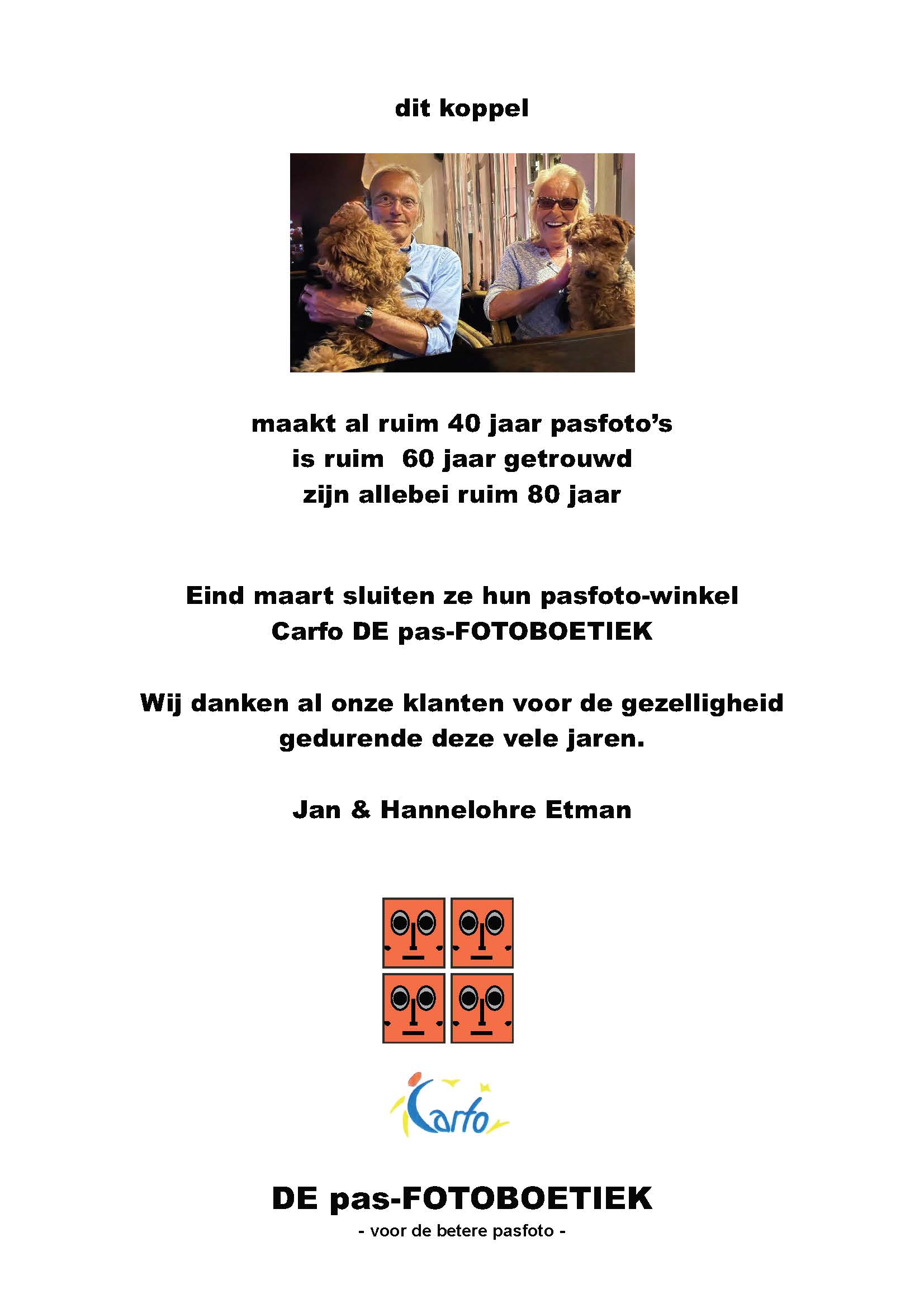 Carfo De pas-FOTOBOETIEK gaat sluiten